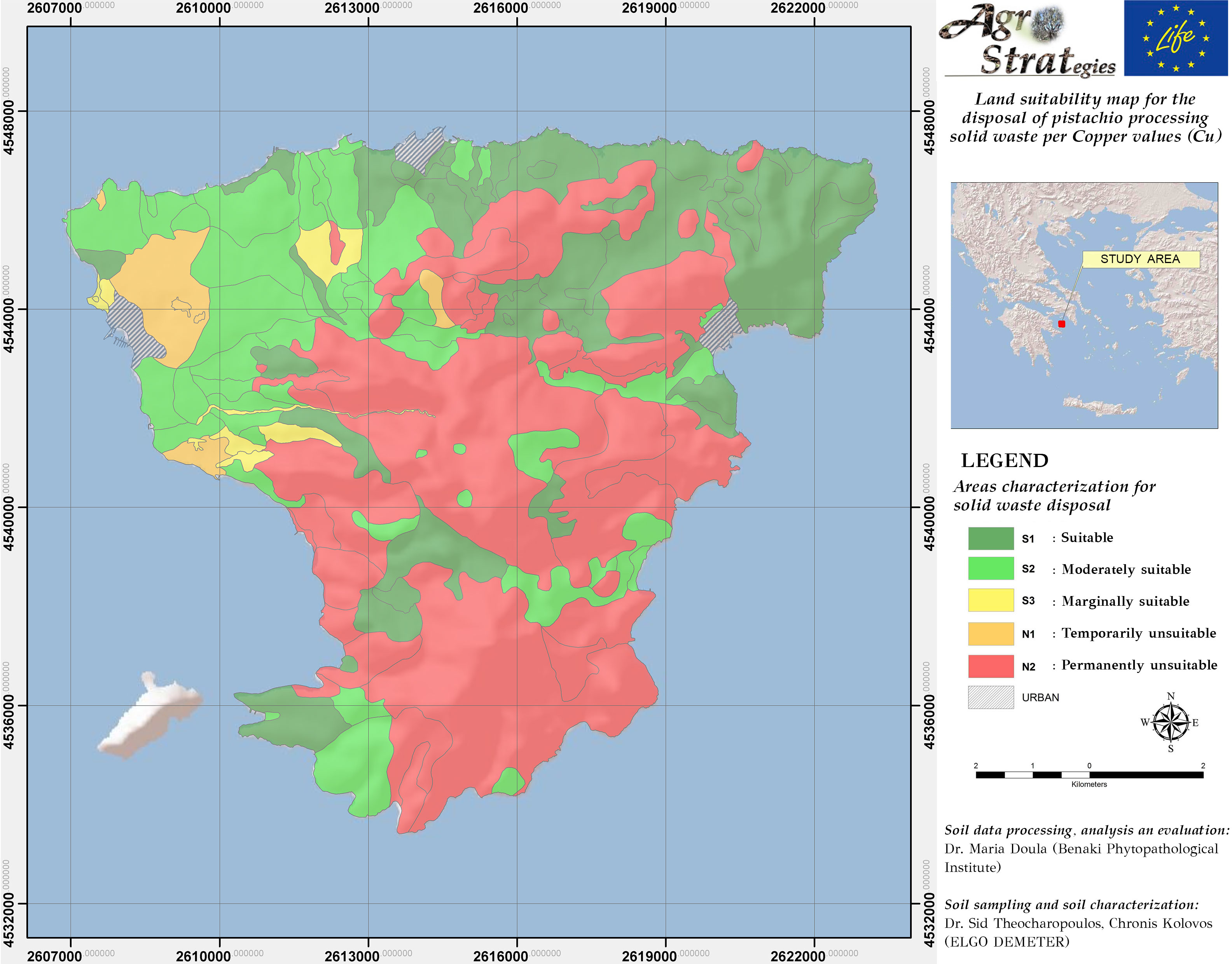 Dr. Maria Doula Land Suitability Map of Aegina island, Greece, for the distribution of solid pistachio waste as per soil available Copper content (LIFE-AgroStrat)