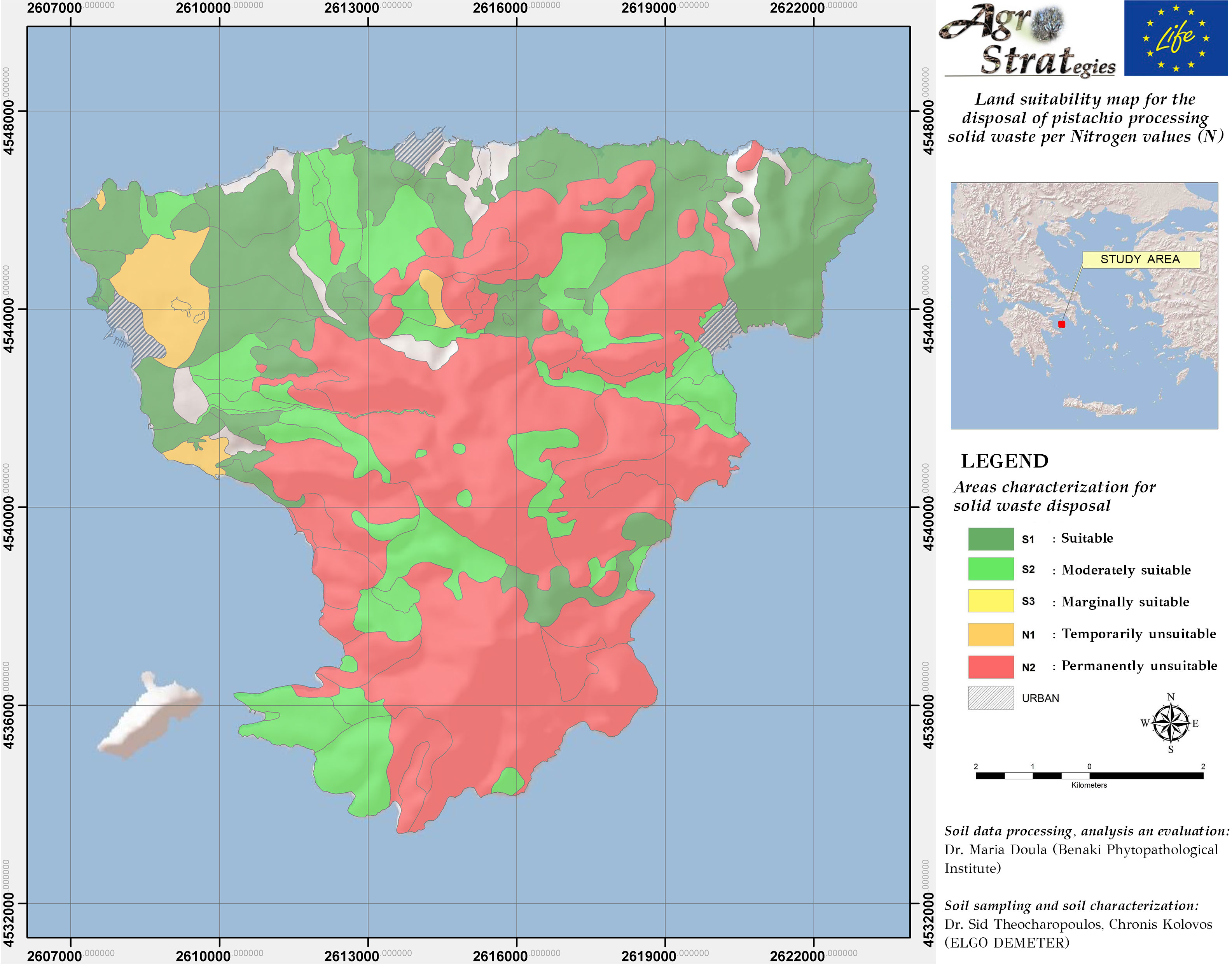 Dr. Maria Doula Land Suitability Map of Aegina island, Greece, for the distribution of solid pistachio waste as per soil total Nitrogen content (LIFE-AgroStrat)